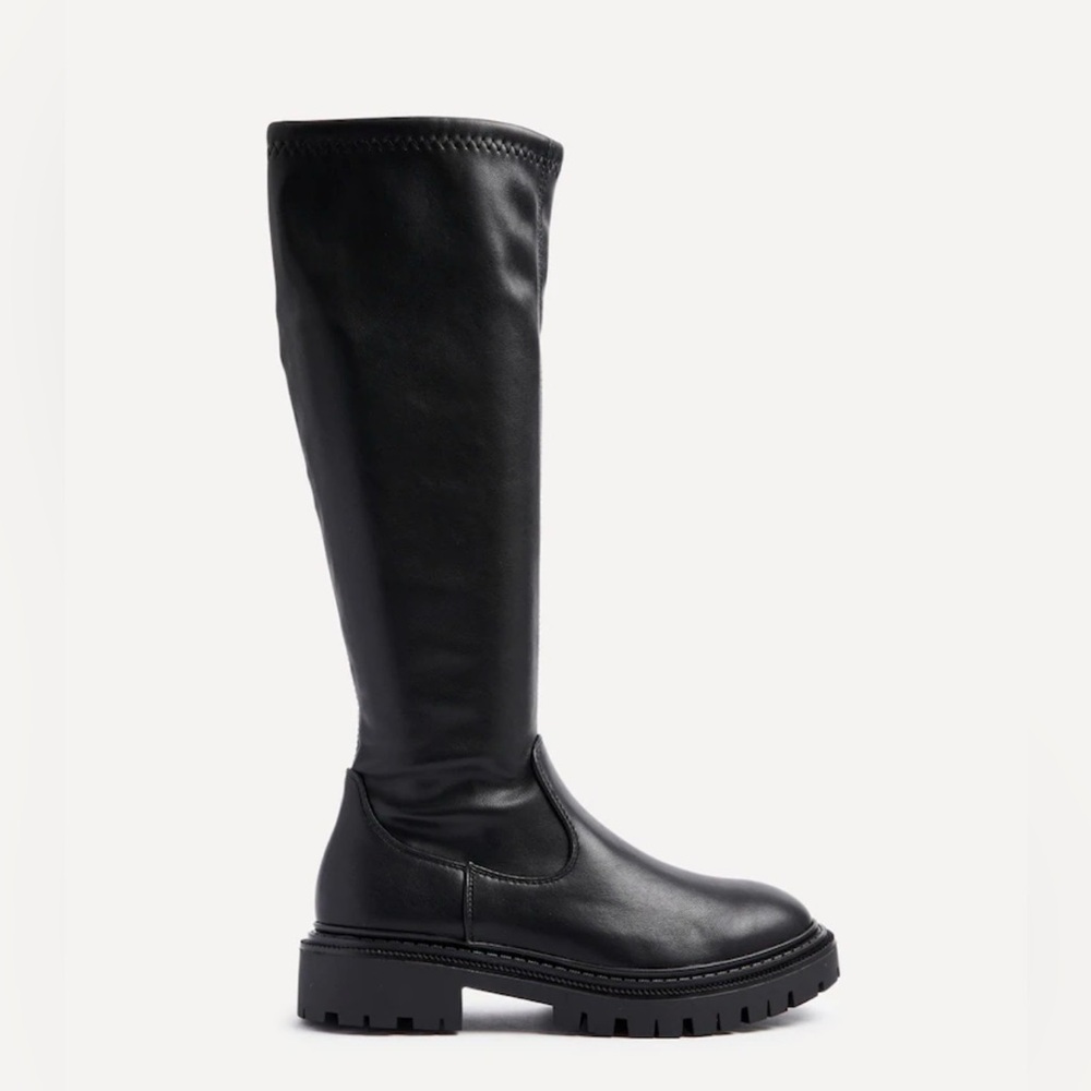 Linzi Black PU Hallie High Leg Stretch Boots size us 7